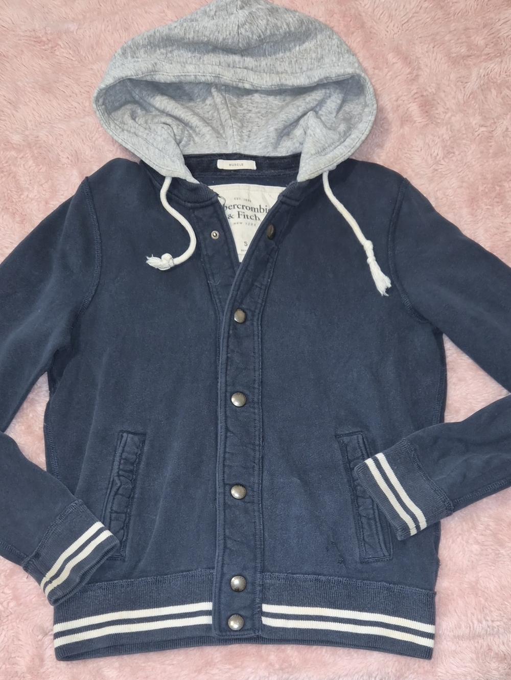 Abercrombie & Fitch Navy Jacket with Light Gray Hood